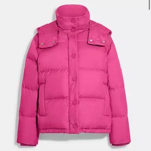 New💗Coach Short Down Puffer. Color: Pink